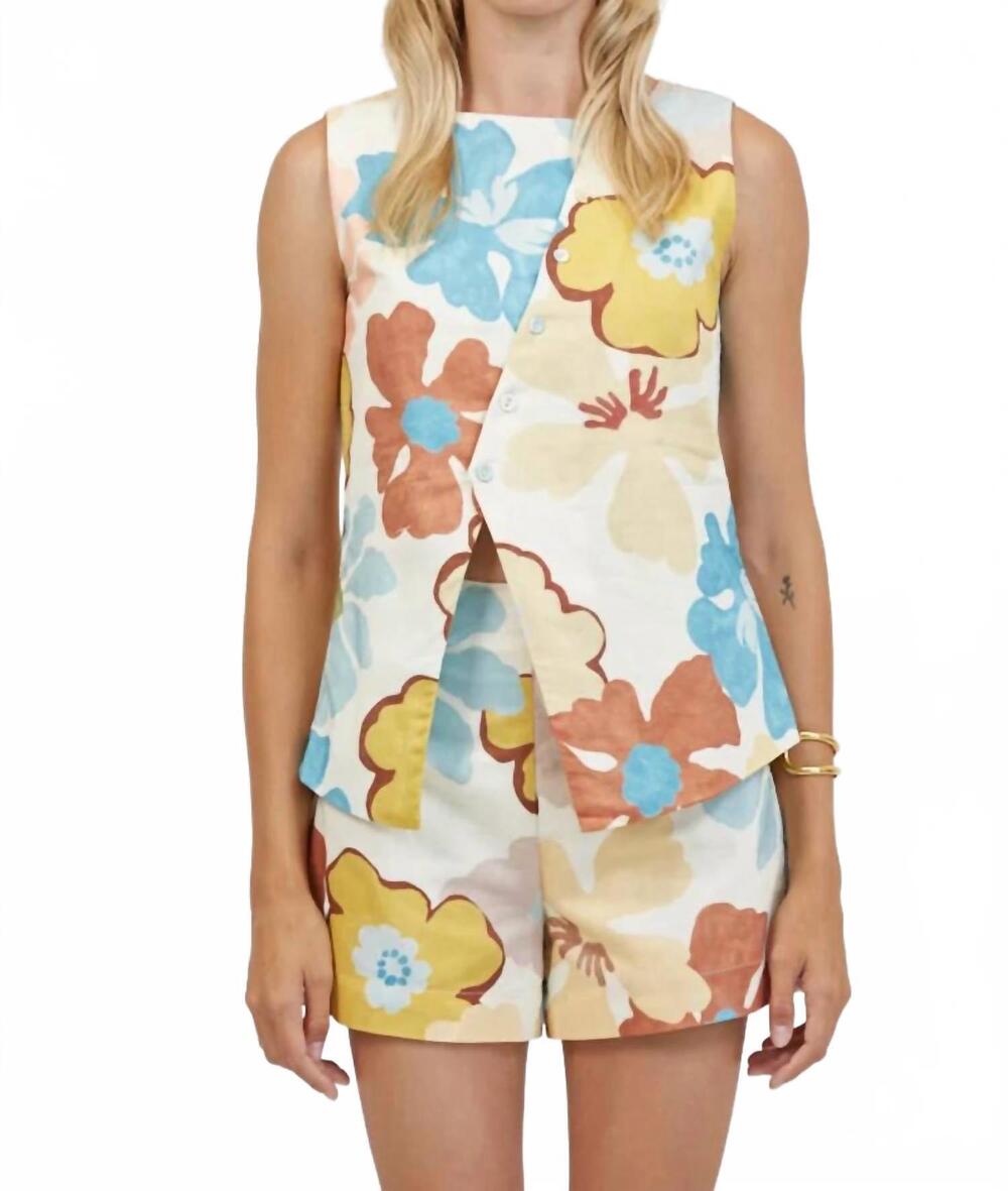 NEW A.REN happy day tank top in beige flower